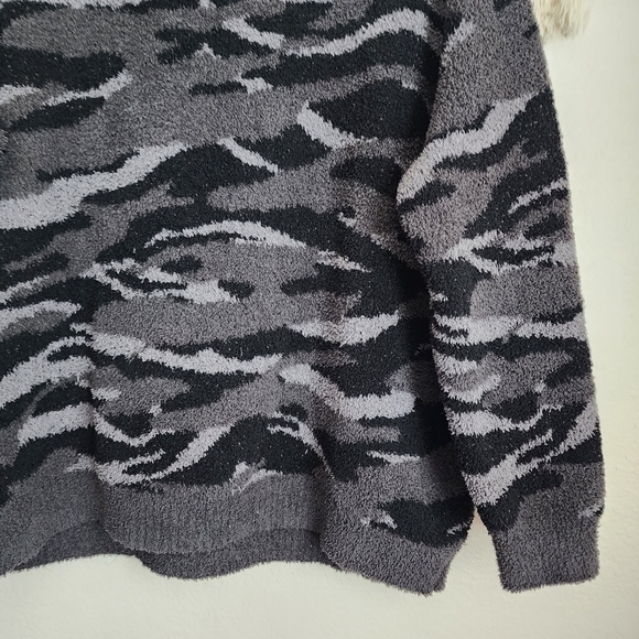 Barefoot Dreams Cozychic Seaside Camo Crewneck Knit Black Pullover Soft Comfy 2x - Picture 6 of 10